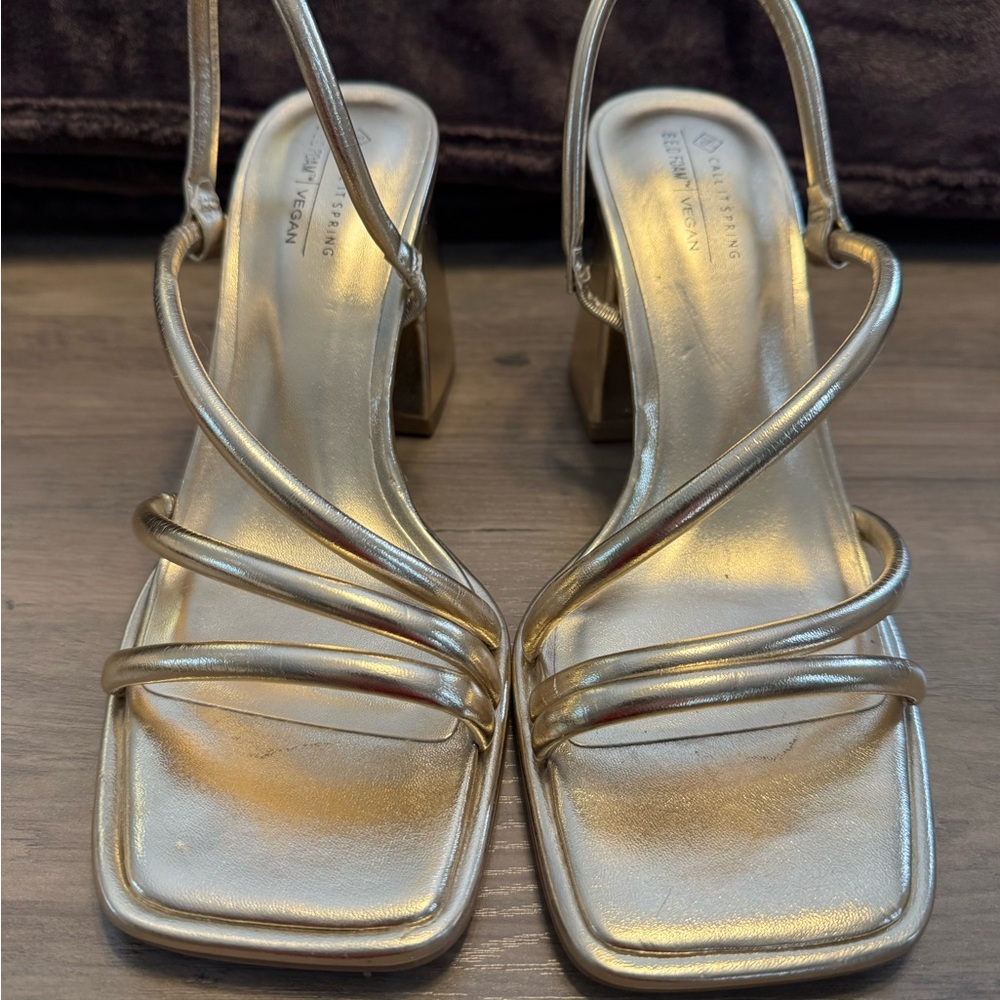 Zara Metallic Gold Strappy Heels